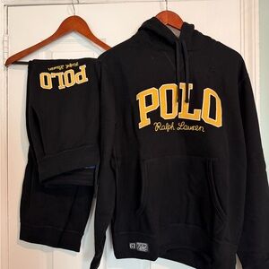 Polo by Ralph Lauren Black Hoodie with Gold Lettering & Pants